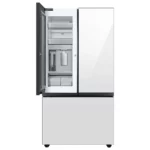 Samsung Bespoke 30 cu. ft. Standard Depth 3-Door French Door Smart Refrigerator in White Glass with Beverage Center