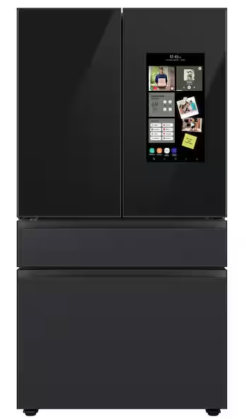 Bespoke 23 cu. ft. Counter Depth 4-Door French Door Smart Refrigerator in Charcoal Glass/Matte Black with Family Hub